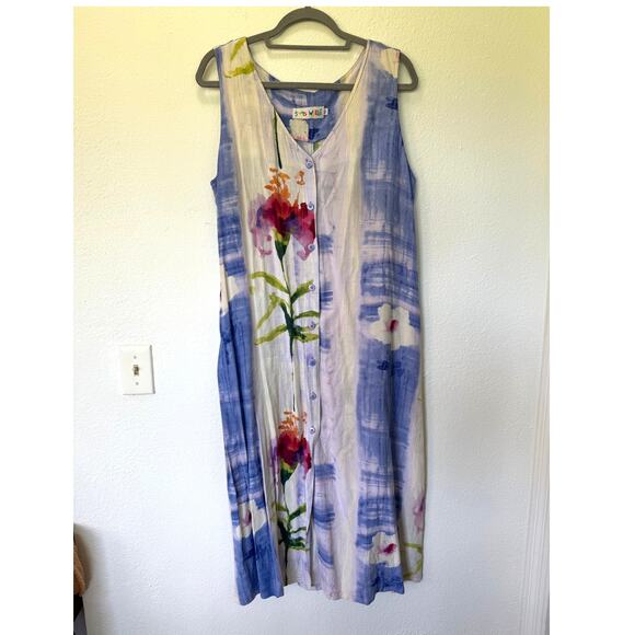 Jams World Dresses & Skirts - Jams World Arabella Button Down Midi Dress Sz XL Tropical Y2K Vacation Resort